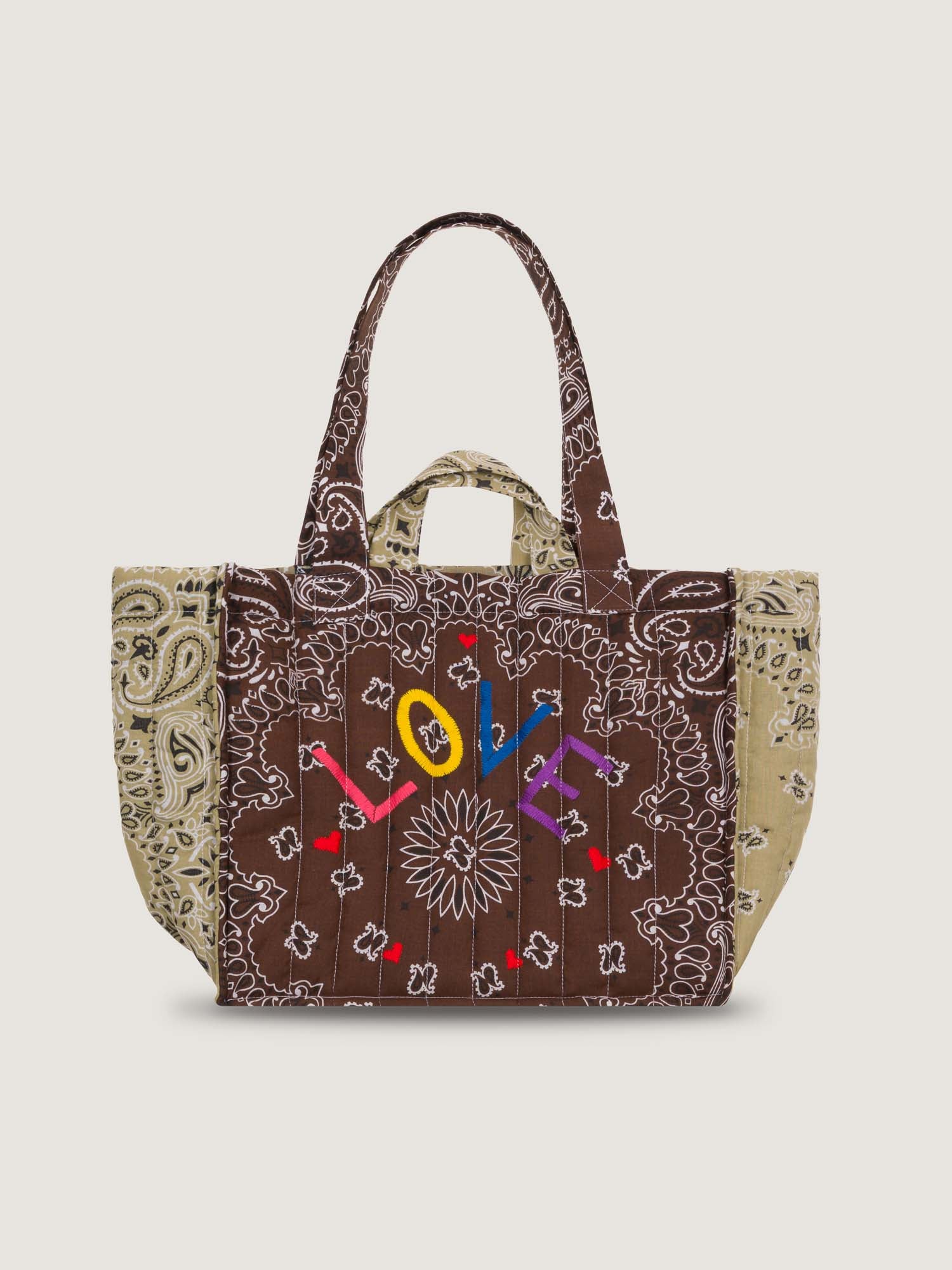 MEDIUM QUILTED - LOVE- BROWN/BEIGE