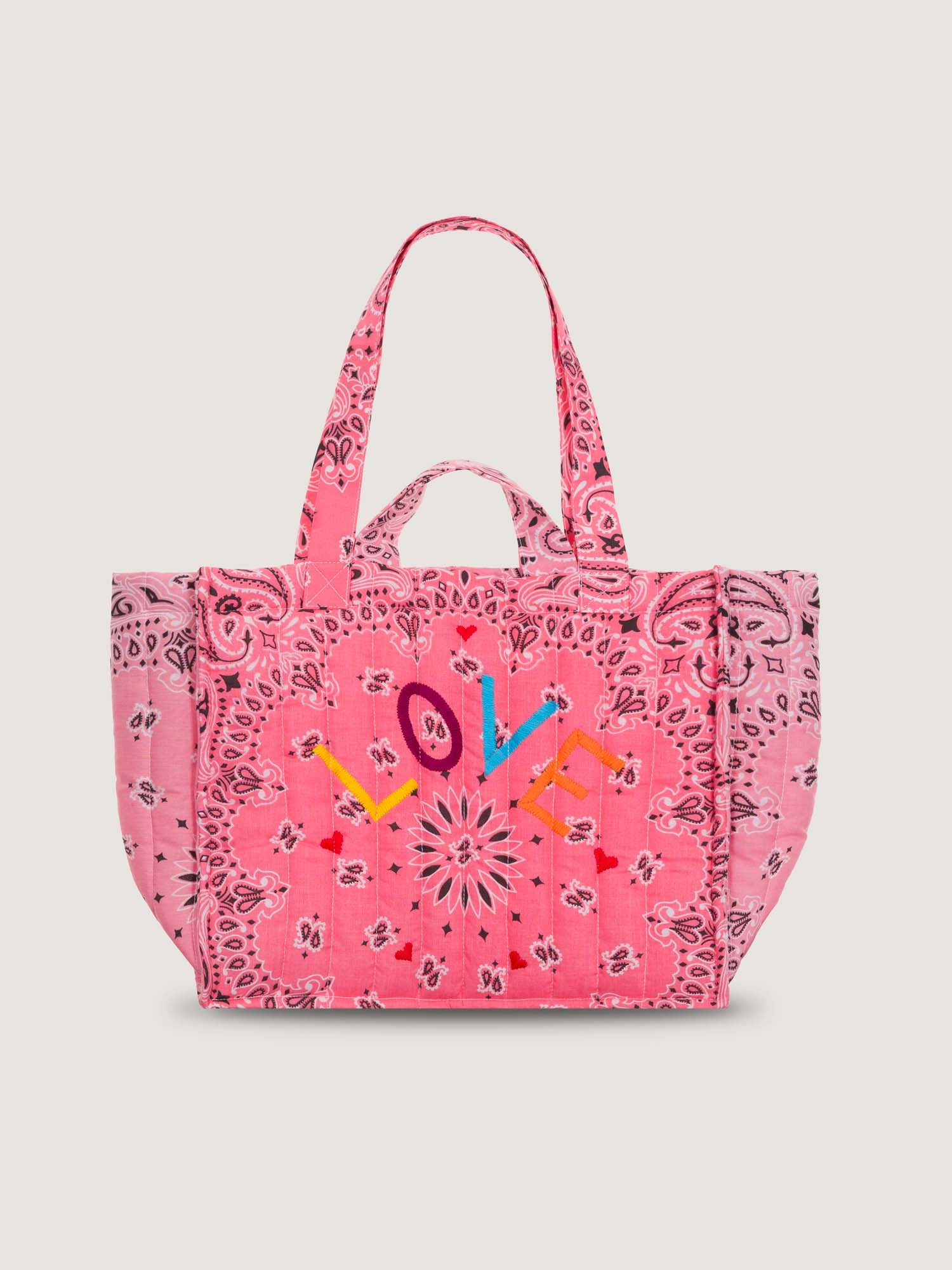 MEDIUM QUILTED - LOVE- STRAWBERRY/PALE PINK