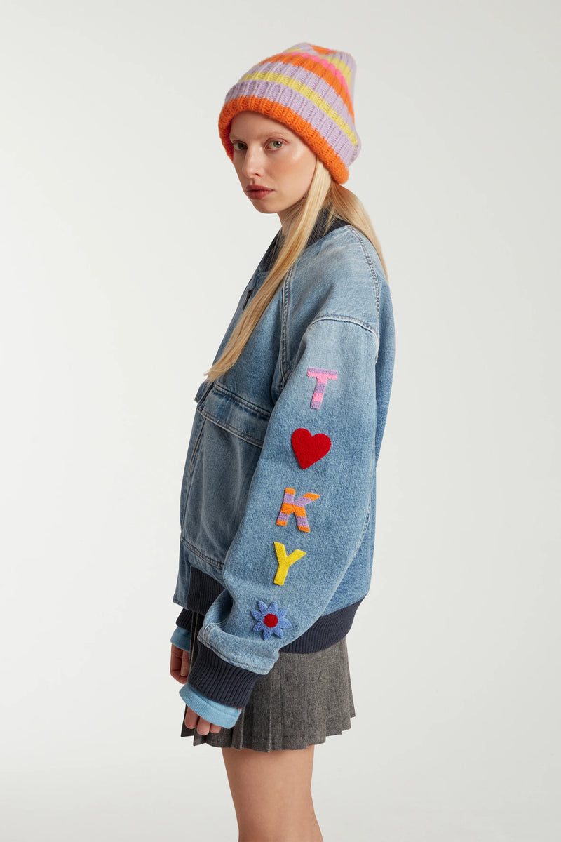 DENIM HELLO TOKYO BOMBER JACKET