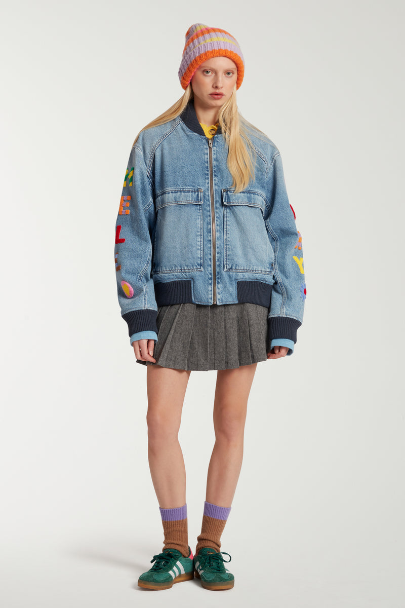 DENIM HELLO TOKYO BOMBER JACKET