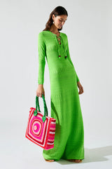 Pierrette knit long dress Green