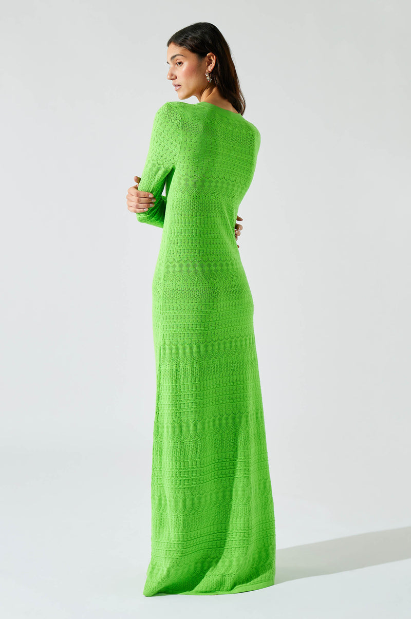 Pierrette knit long dress Green