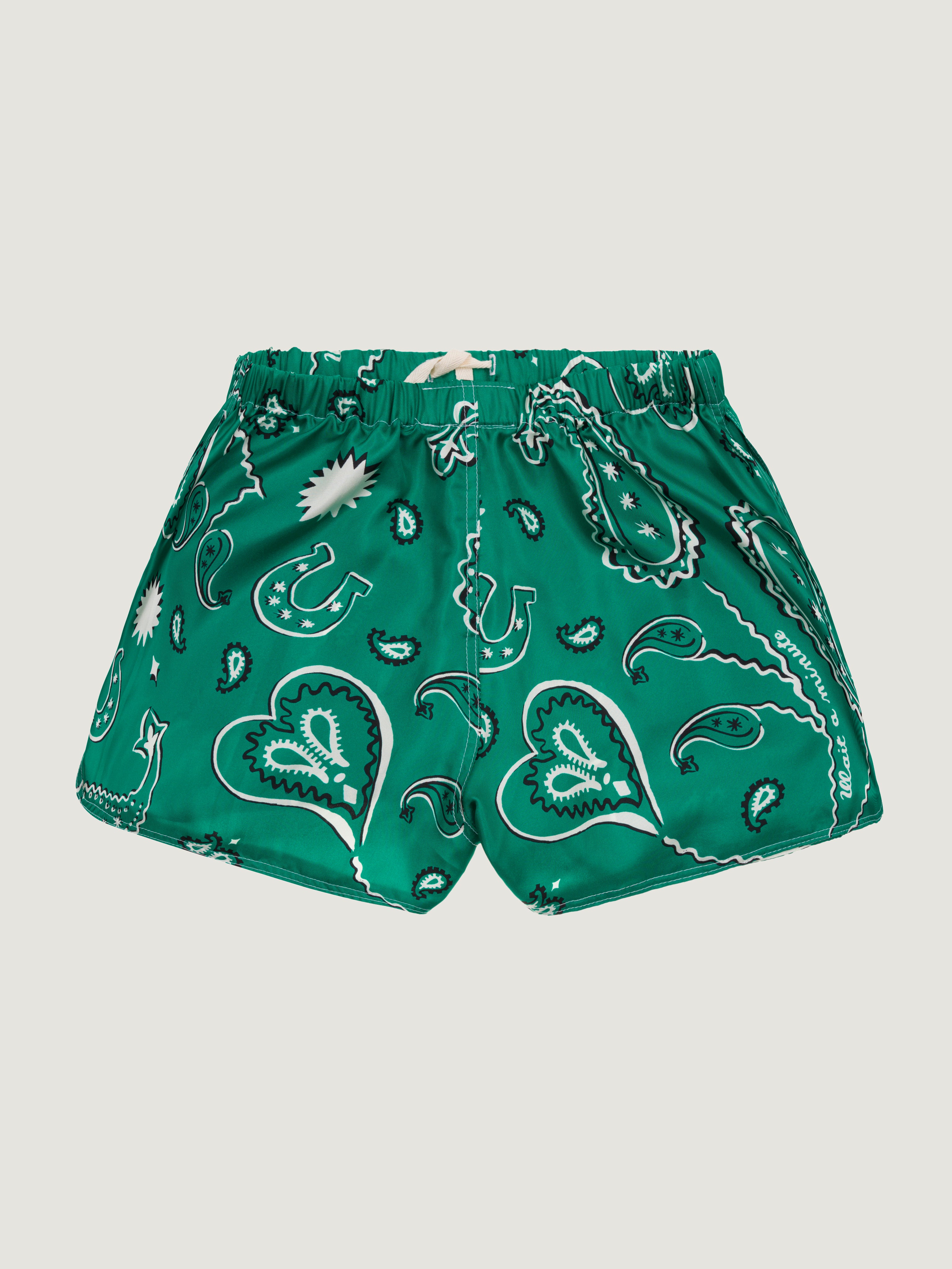 Western silk shorts green