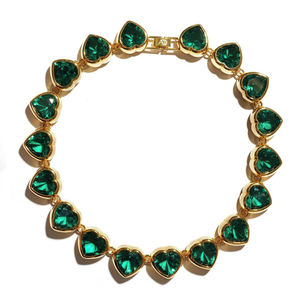 HEARTS CHOKER EMERALD