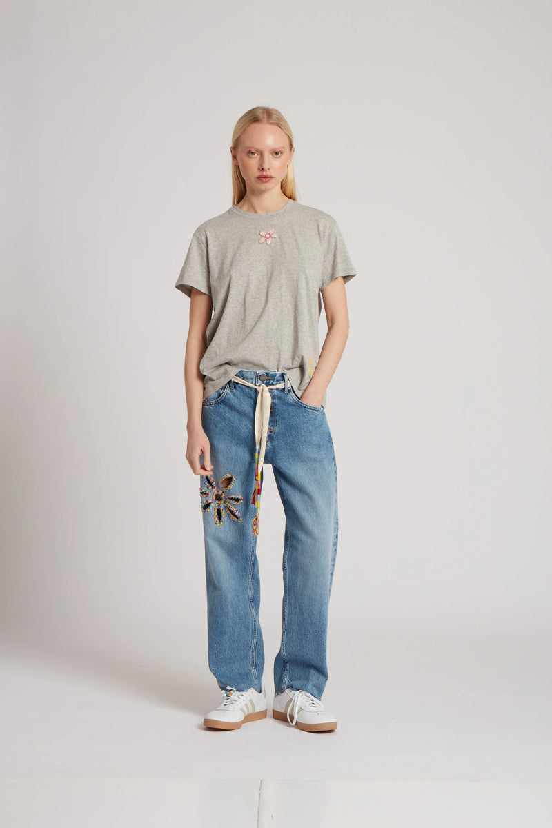 CUT OUT FLOWER JEANS