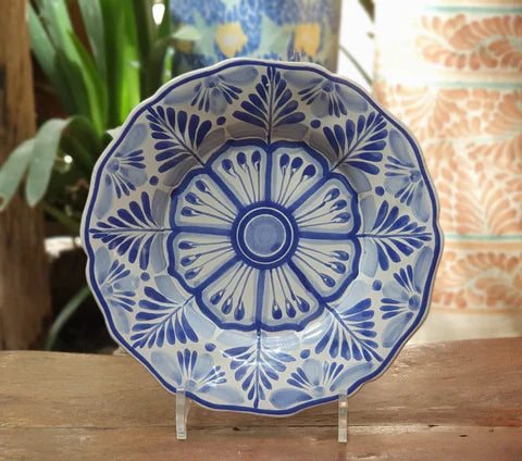 Salad Flower Plate - Blue and White