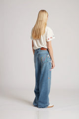 EMBROIDERED HEART JEANS