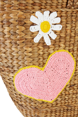 CROCHET APPLIQUE HYACINTH LEAF BASKET WITH GREEN STRIPE BAG