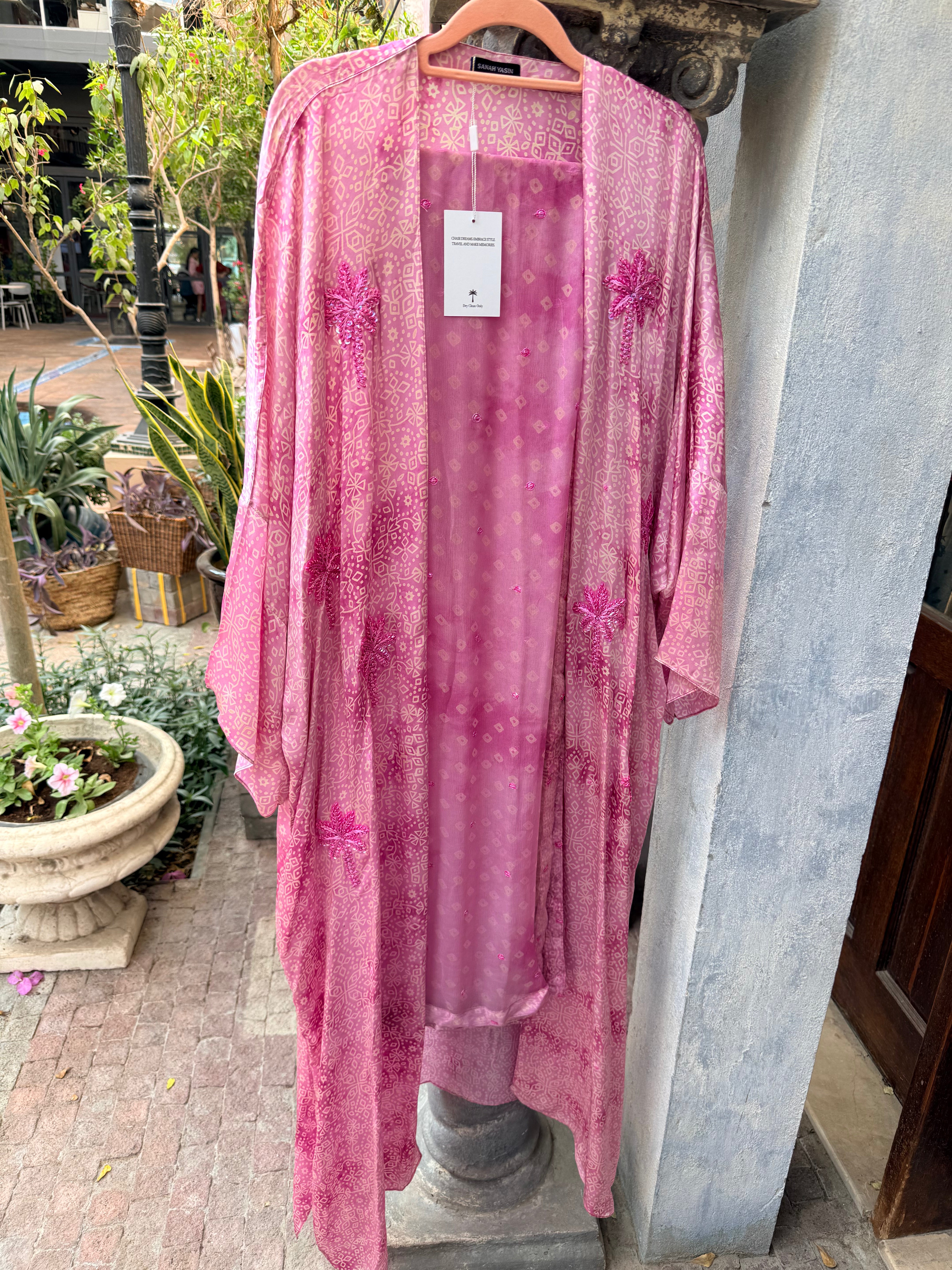 PINK SILK ABAYA