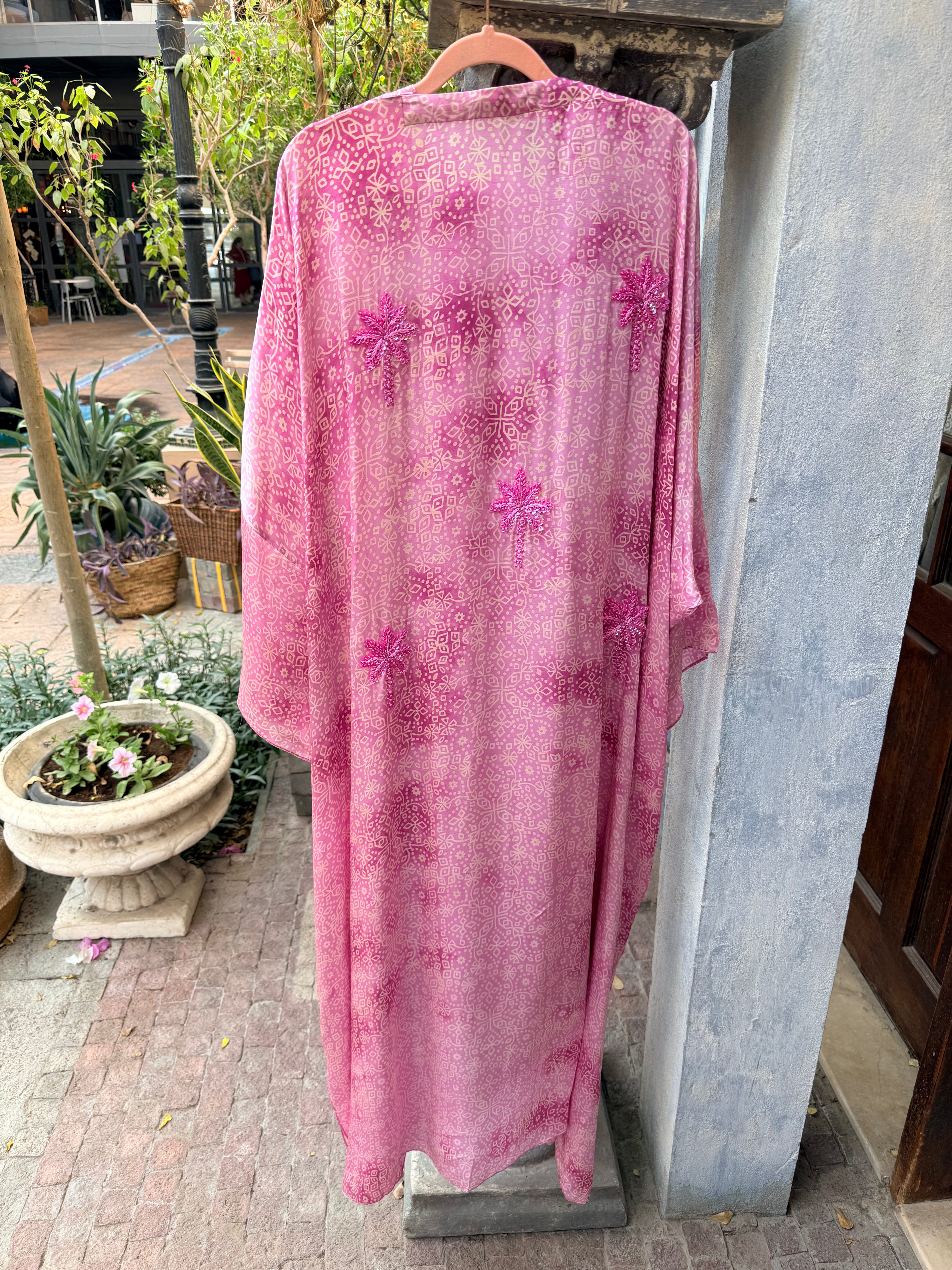 PINK SILK ABAYA