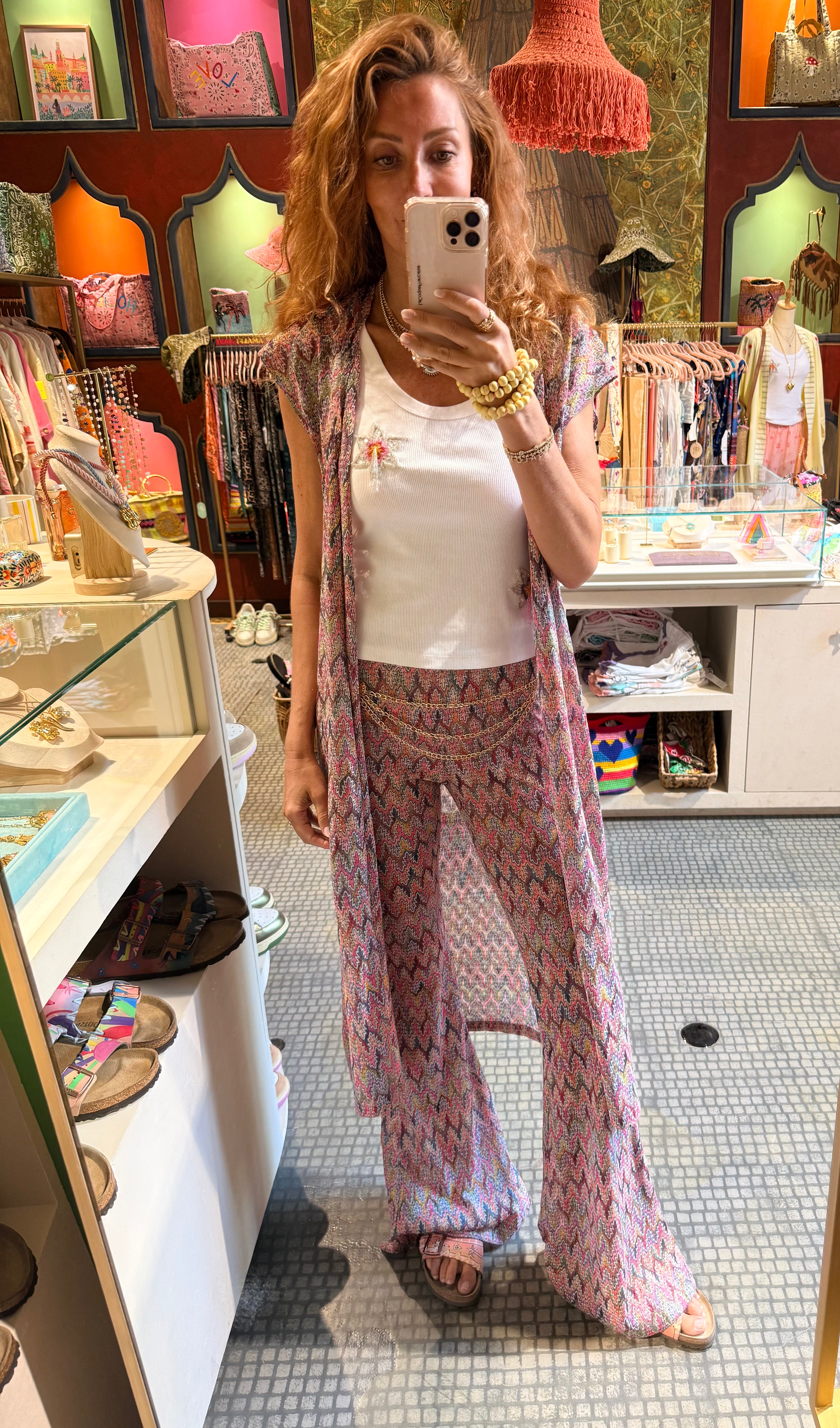 DAYDREAM CHEVRON PINK FLARE PANTS