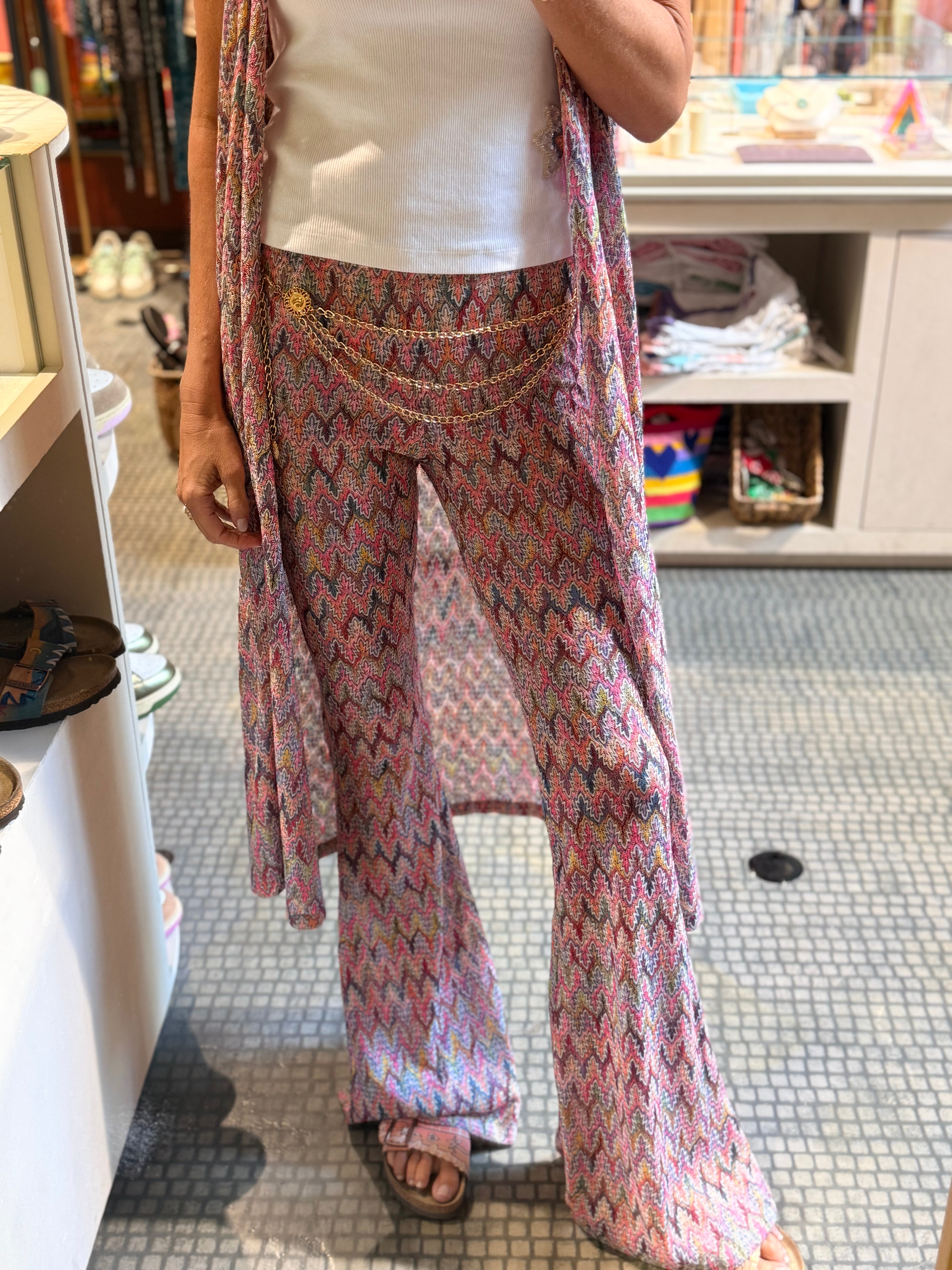 DAYDREAM CHEVRON PINK FLARE PANTS
