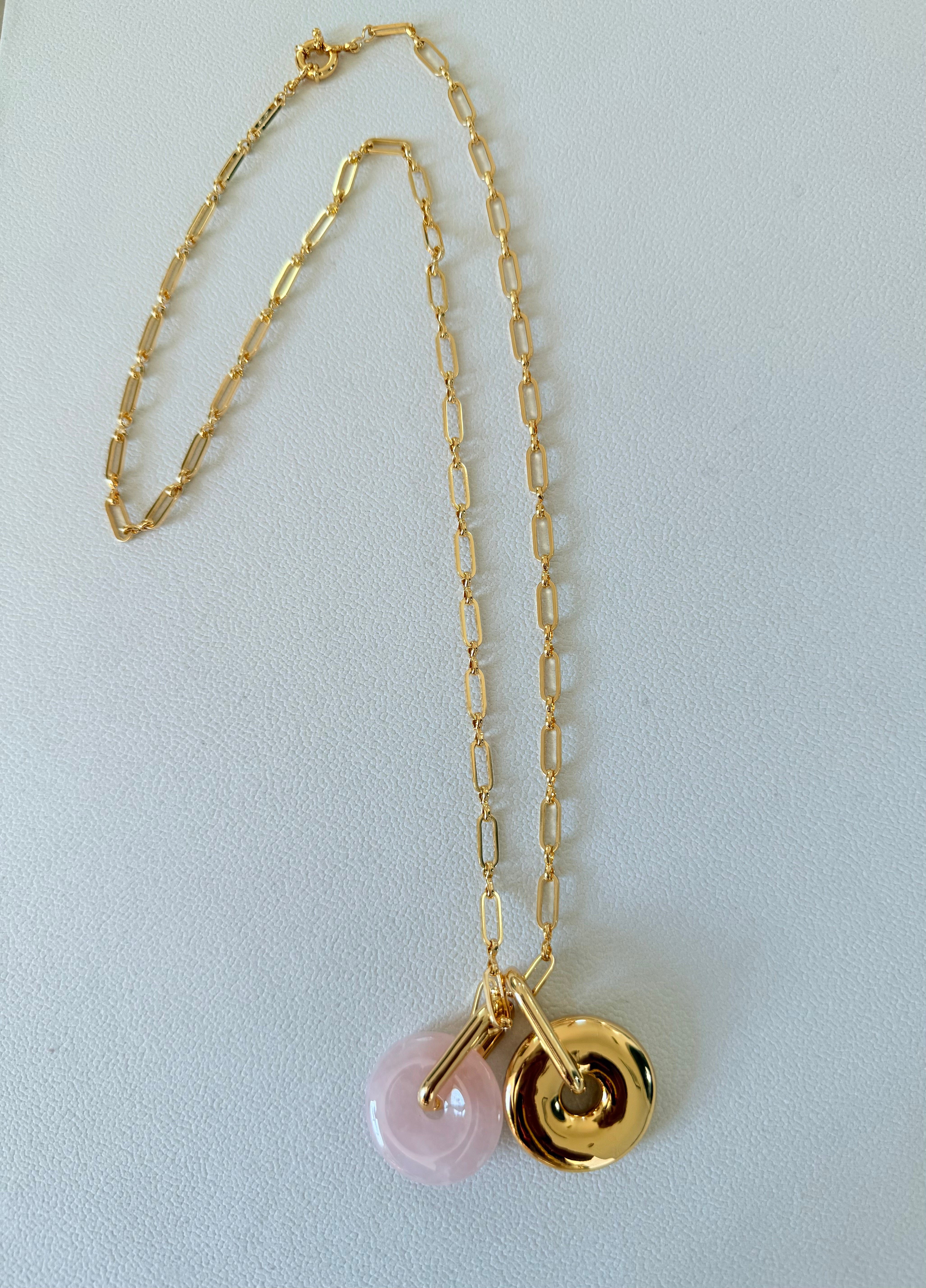 PINK & GOLD DONUTS CHARM NECKLACE