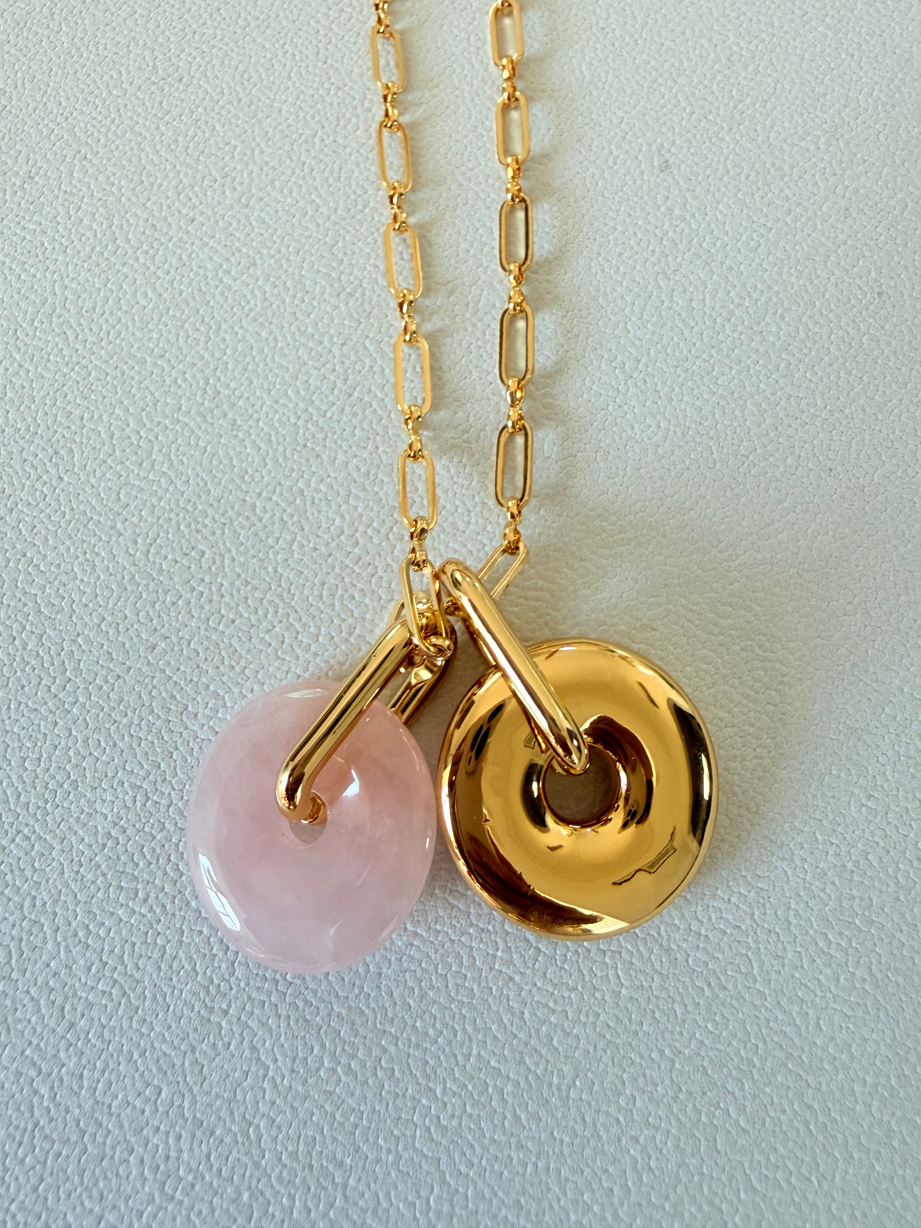 PINK & GOLD DONUTS CHARM NECKLACE