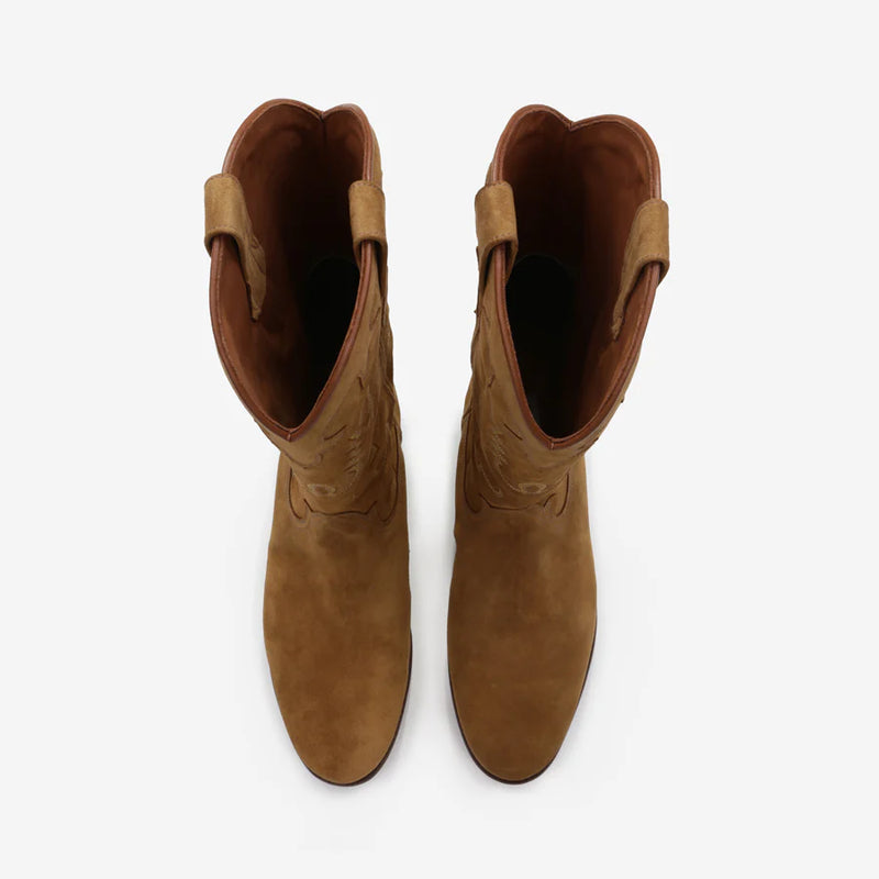 MIDNIGHT SUEDE TAN BOOTS