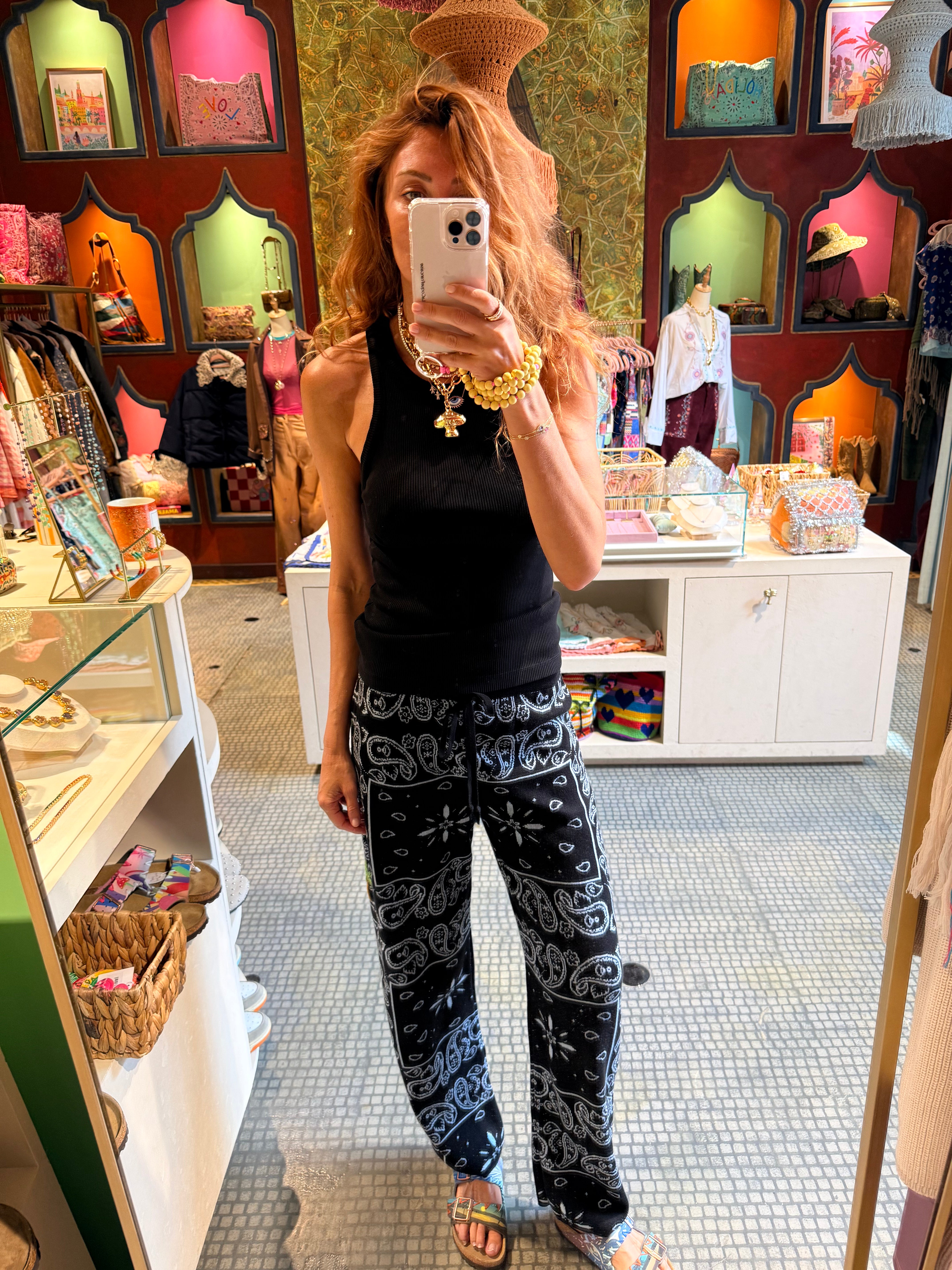 PALM BANDANA PANTS BLACK & BLUE