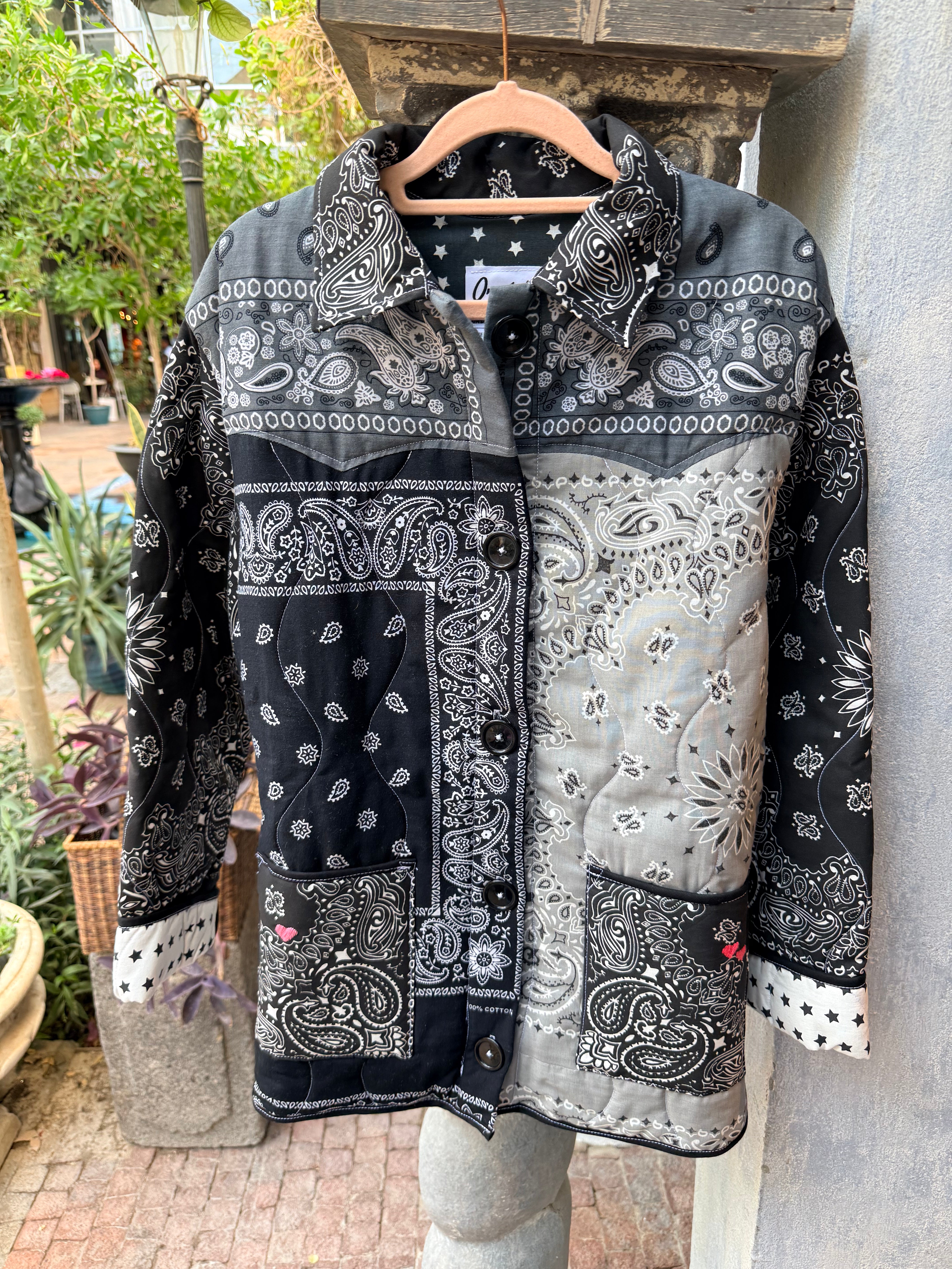 QUILTED BANDANA JACKET BLACK S/M