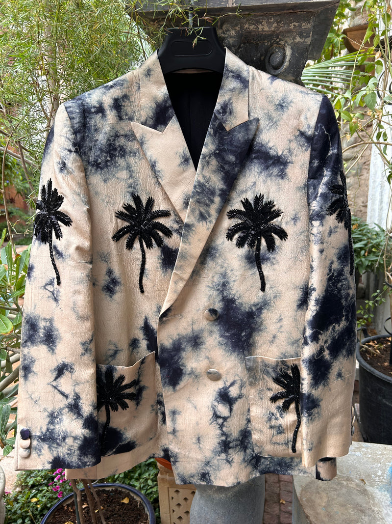 Palmtree Silk blazer grey tie dye M