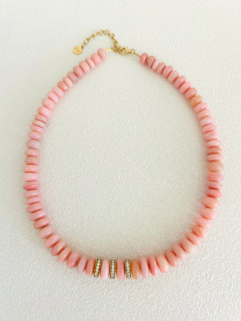 PINK OPAL & DIAMONDS NECKLACE