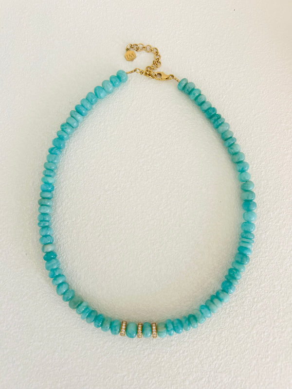 AMAZONITE & DIAMONDS NECKLACE