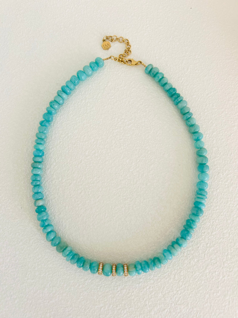 AMAZONITE & DIAMONDS NECKLACE