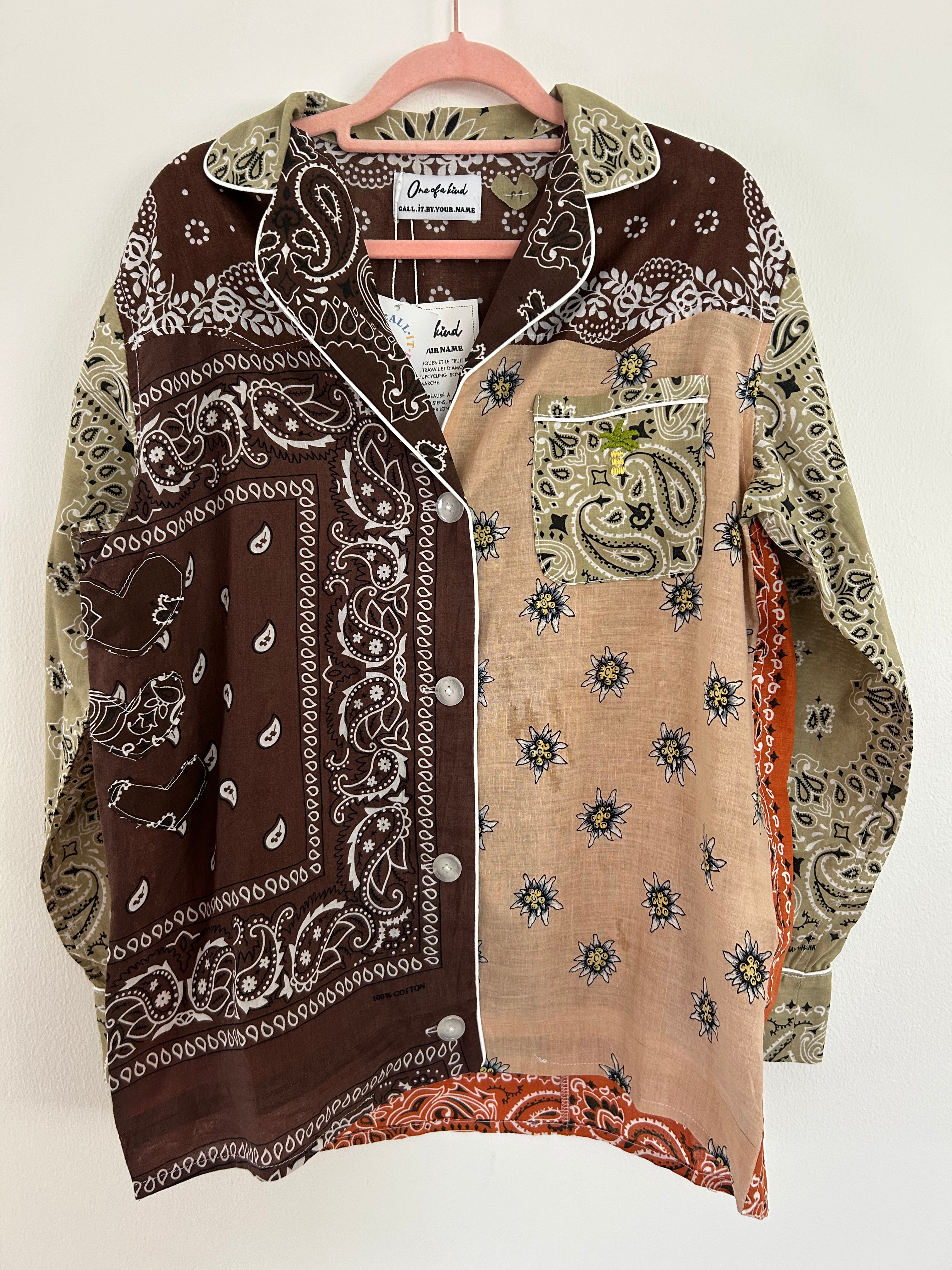 BANDANA SHIRT- SHADES OF BEIGE/BROWN