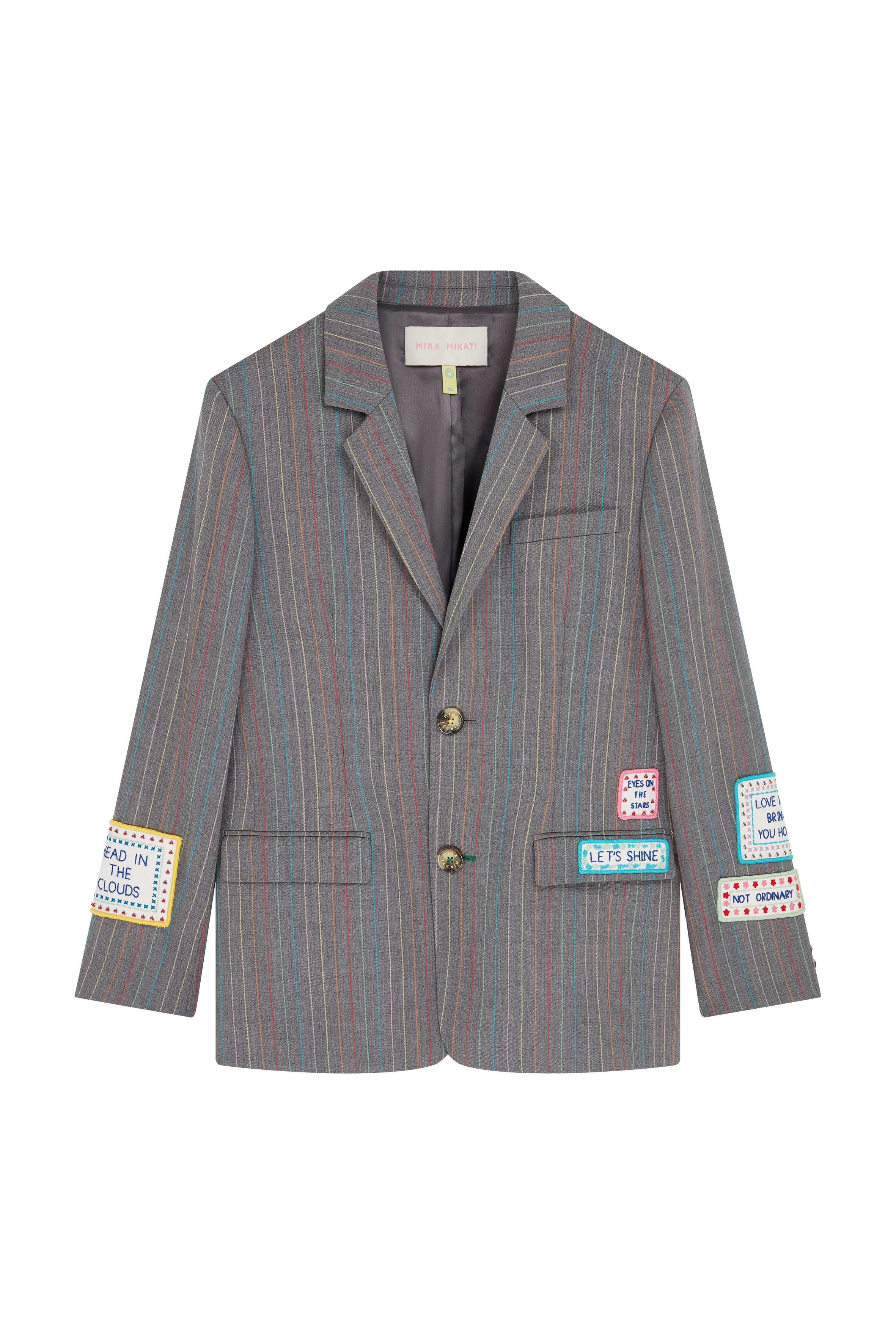 Embroidered Word Patch Single Breasted Jacket