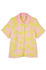 Flower Intarsia Knit Shirt