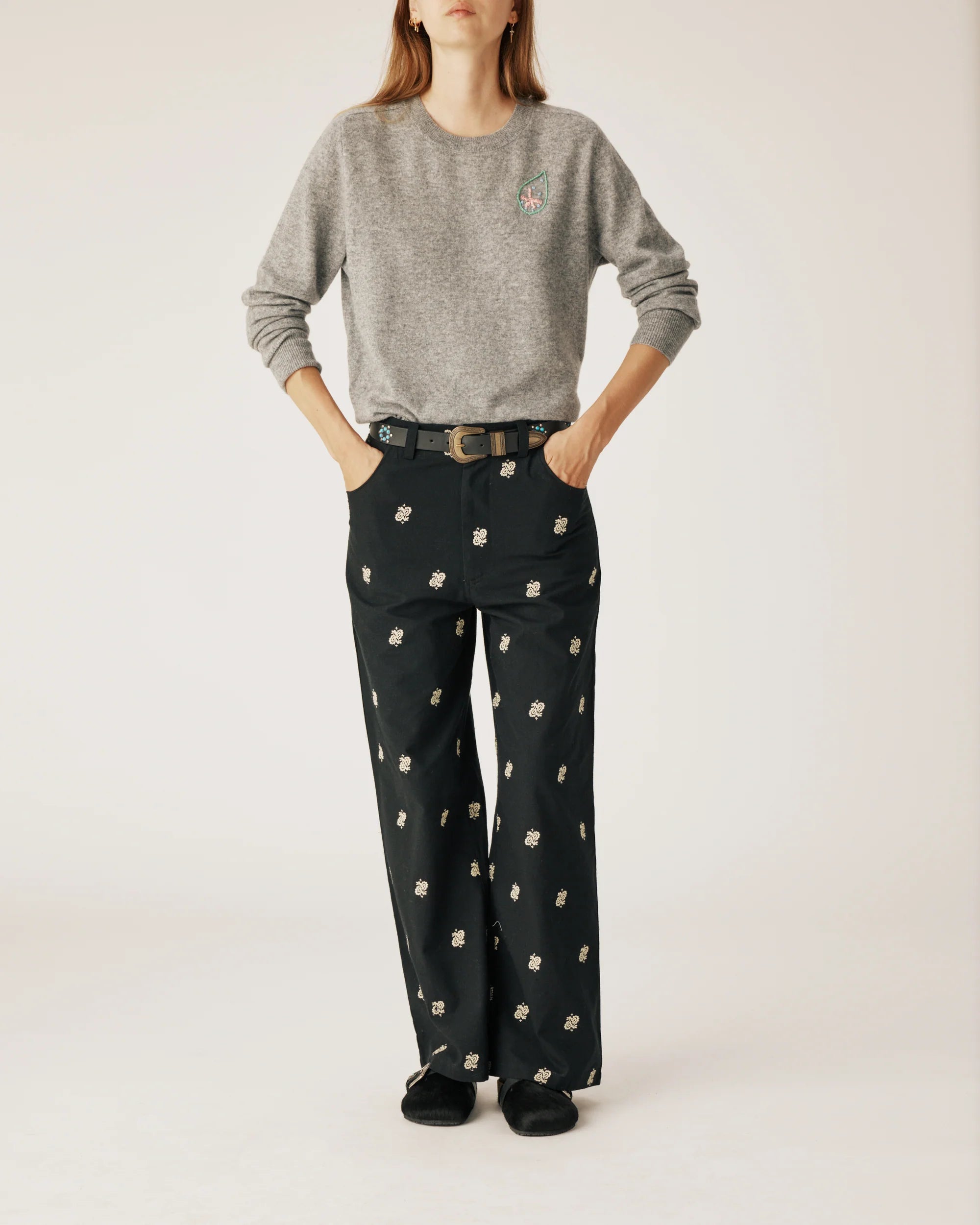 BLACK PAISLEY PANTS