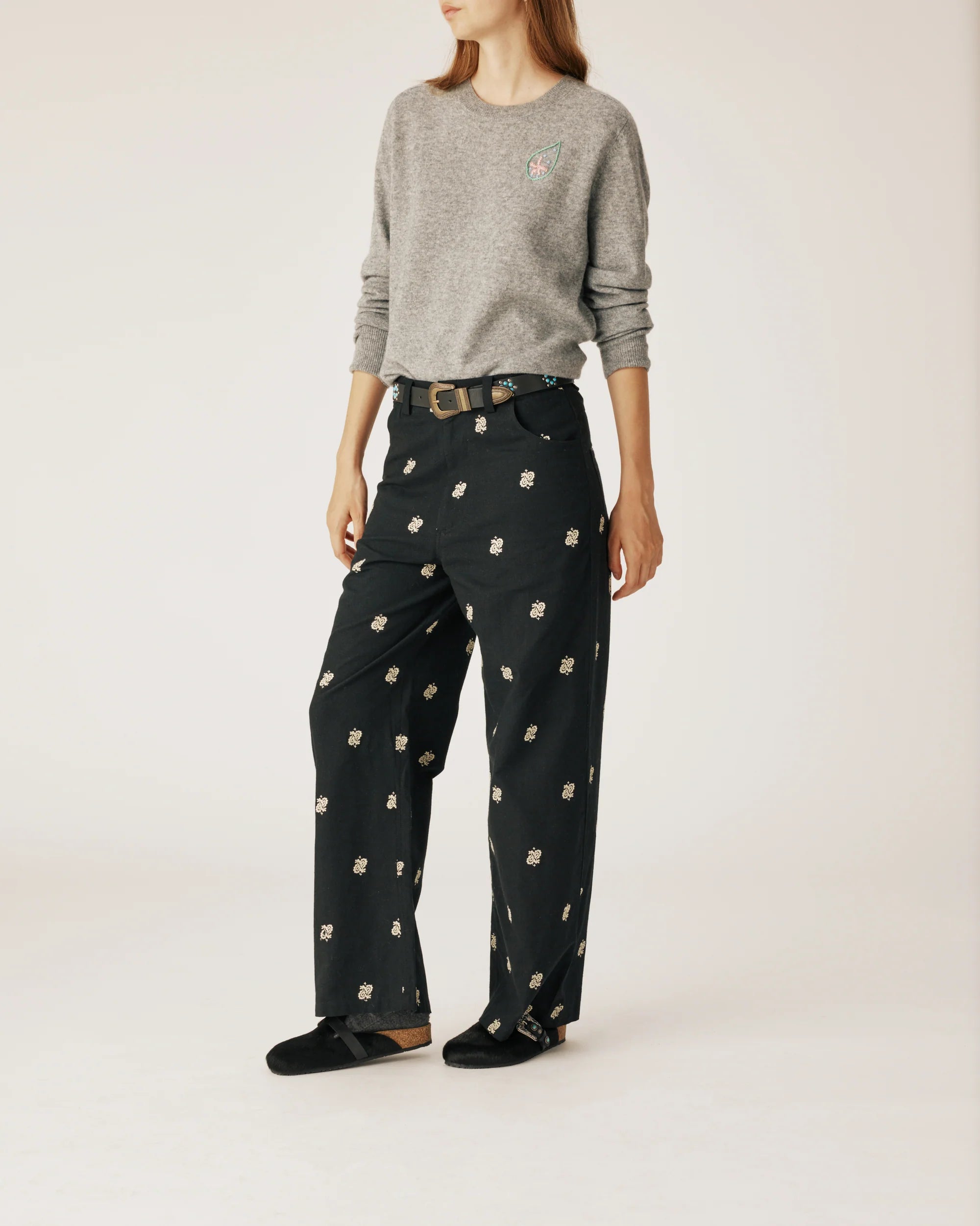 BLACK PAISLEY PANTS