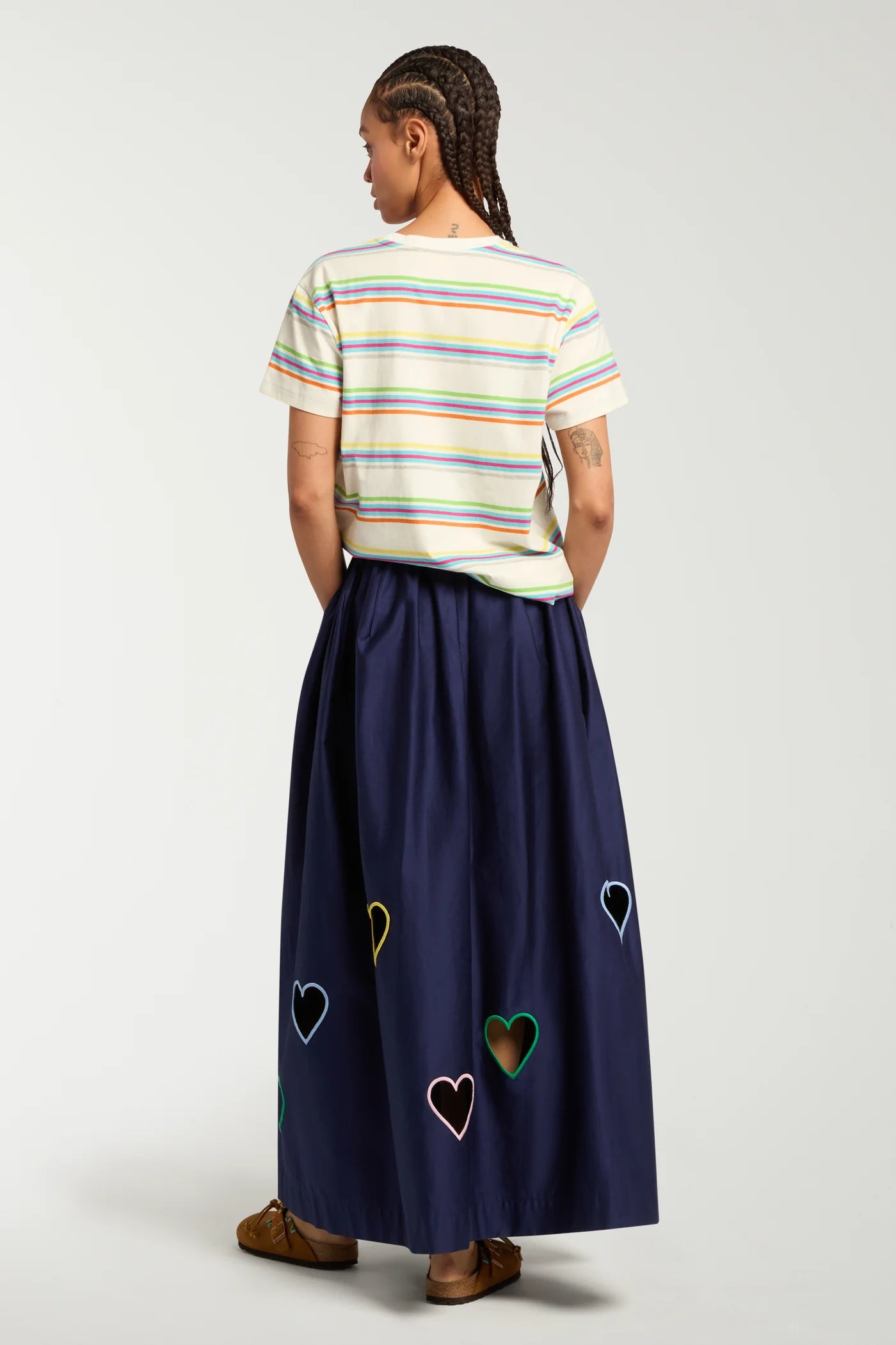 Stripey Tee With Heart Embroidery