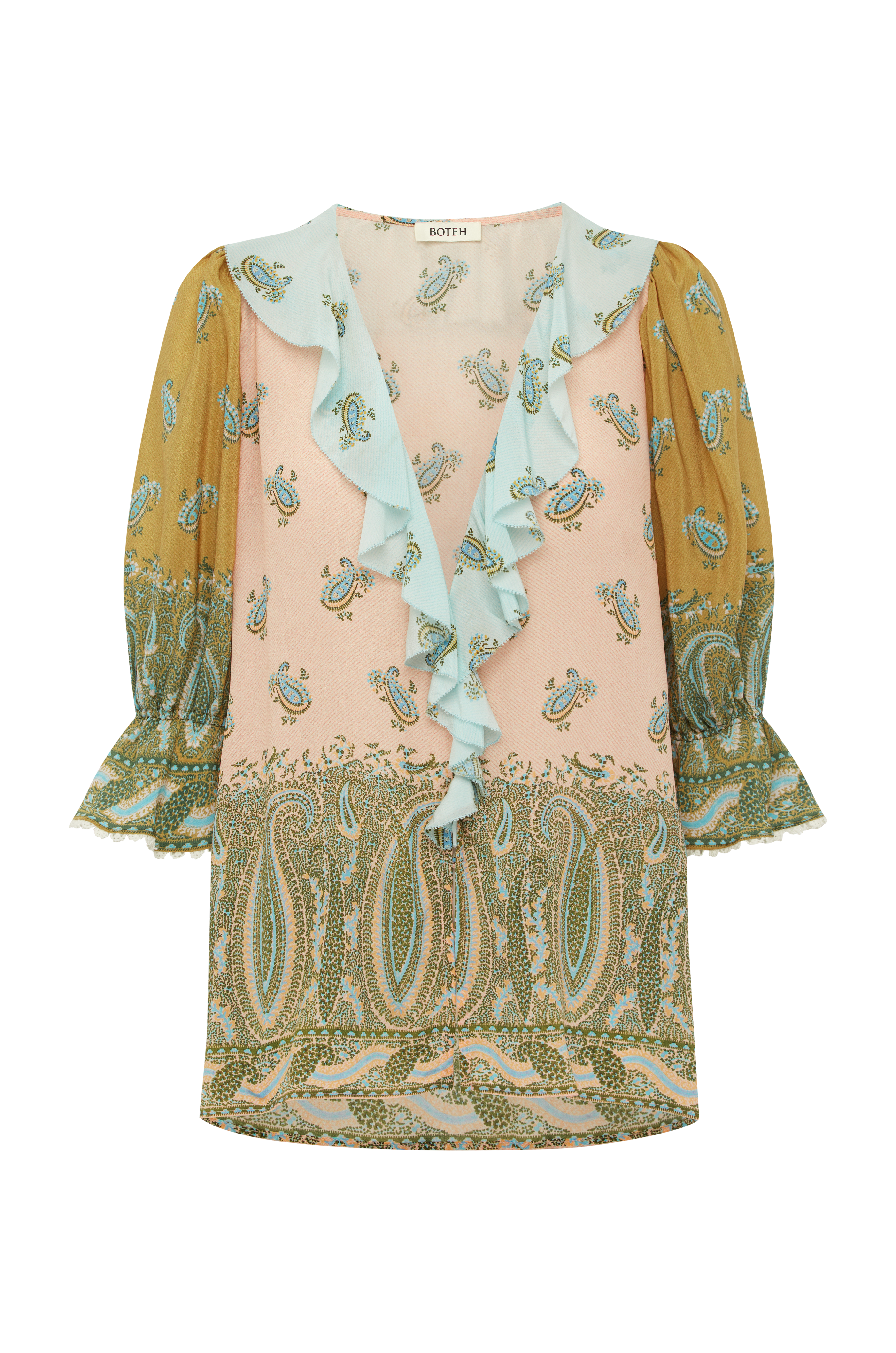 LUCENT SILK RUFFLE BLOUSE