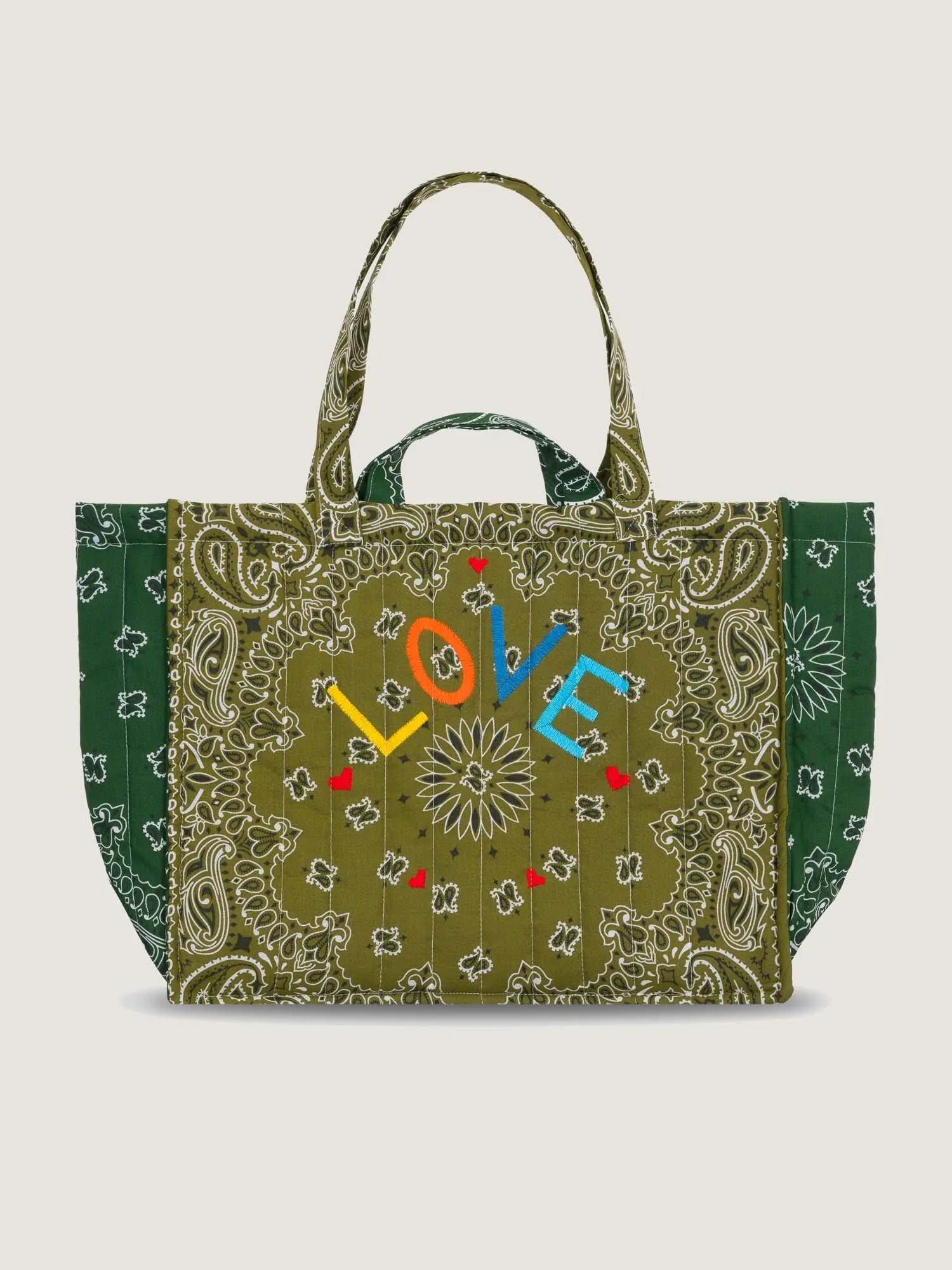 MAXI QUILTED - LOVE - Green/bronze