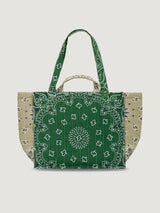 LOVE Quilted Medium tote bag - Green/beige