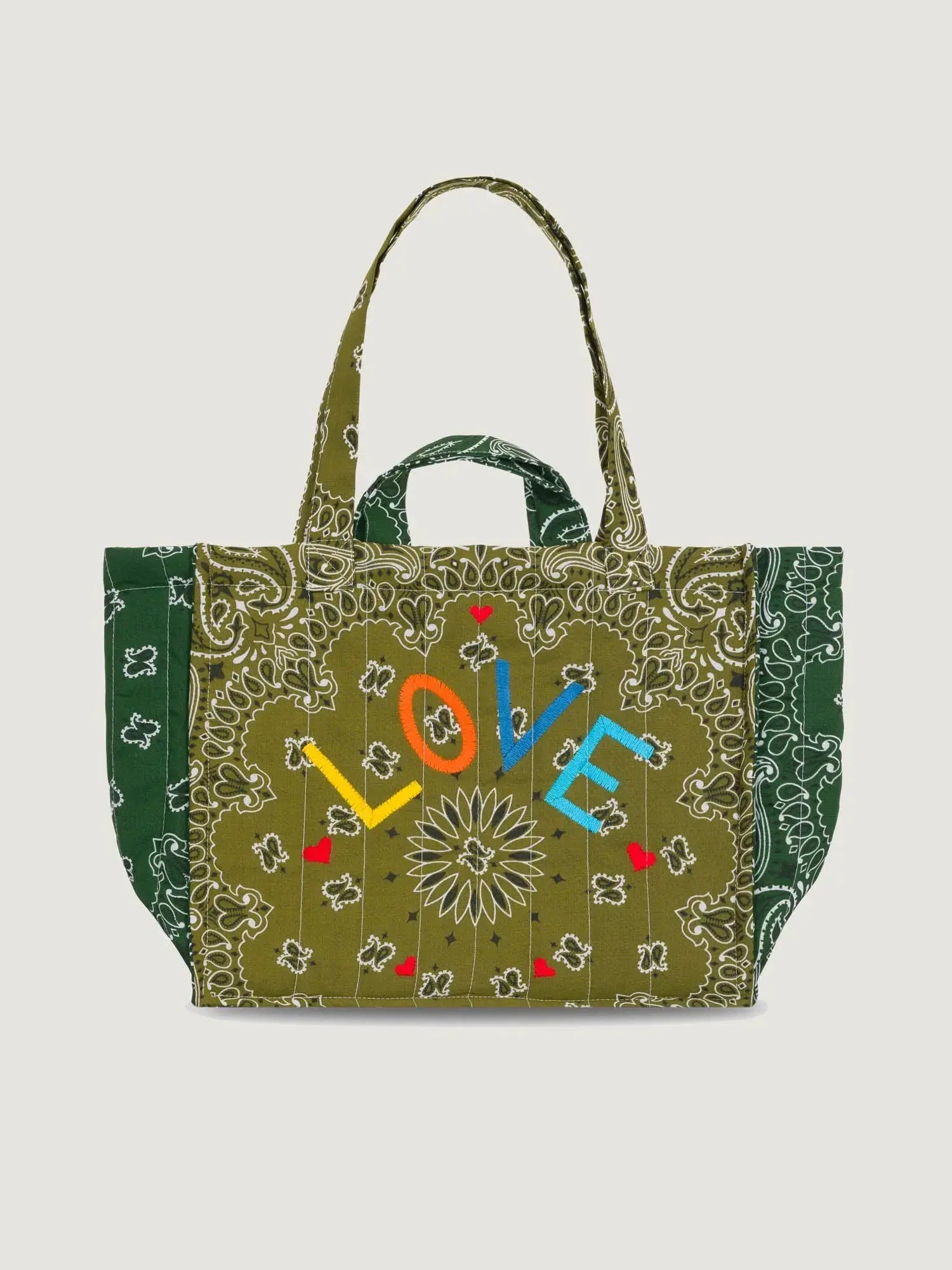 MEDIUM QUILTED - LOVE - BRONZE /GREEN