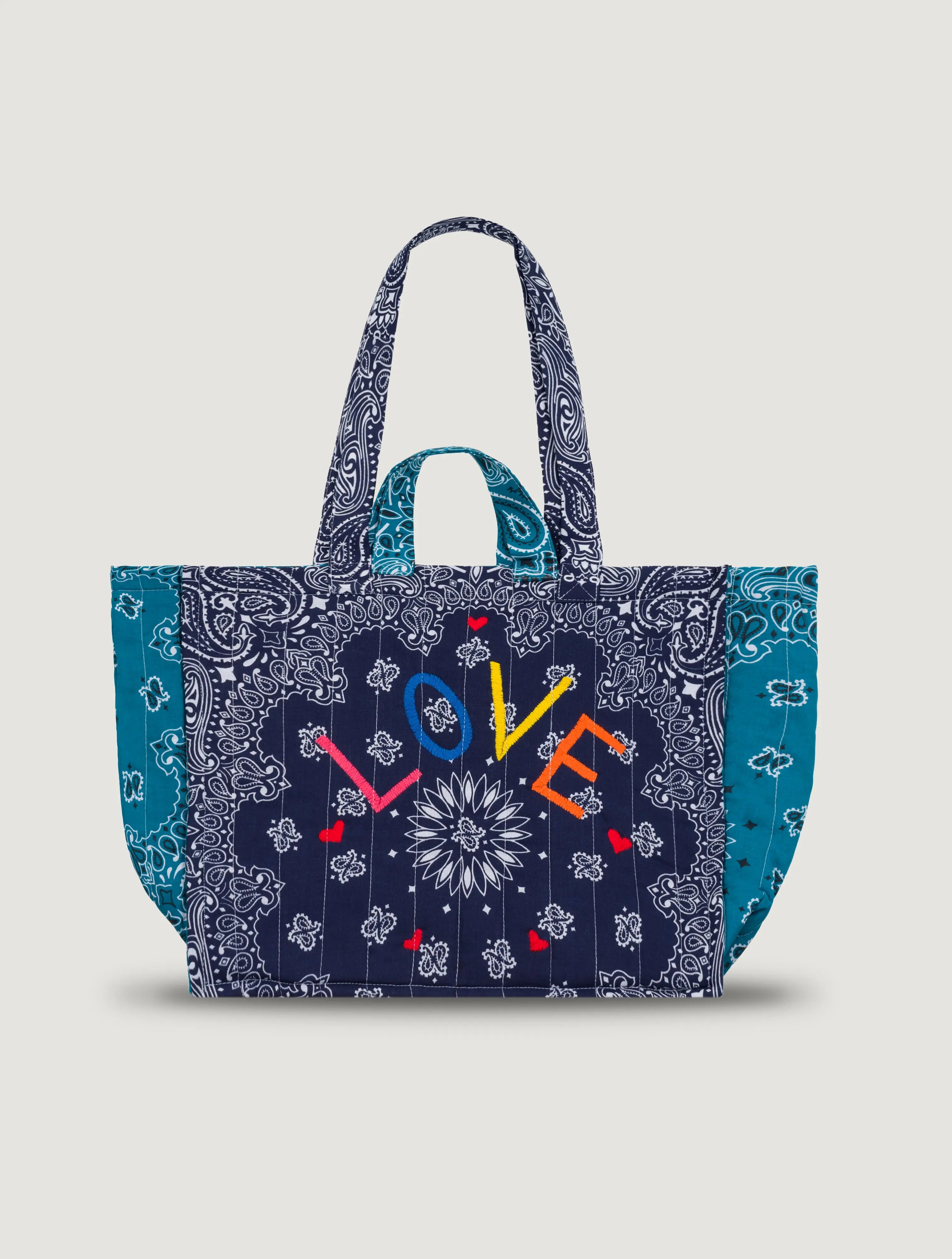 MEDIUM QUILTED - LOVE - NAVY/PETROLE