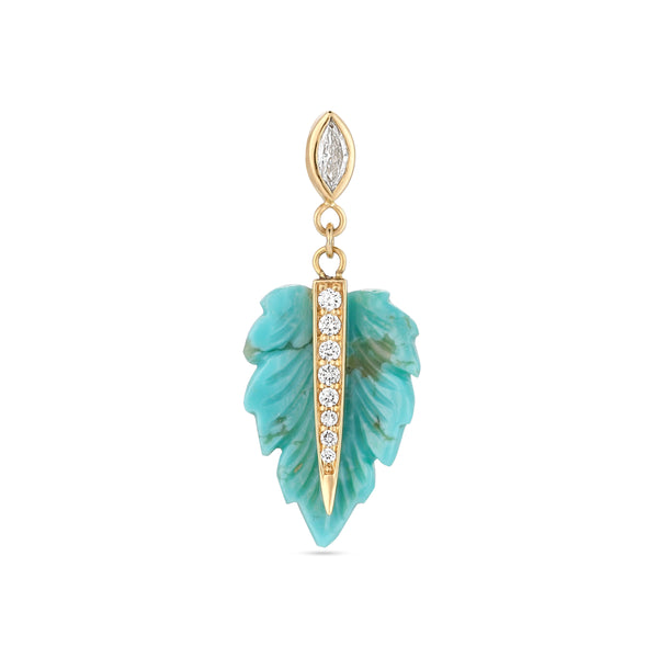 Marquise Diamond turquoise leaf earring