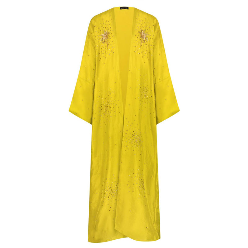 Stardust palmtree abaya yellow