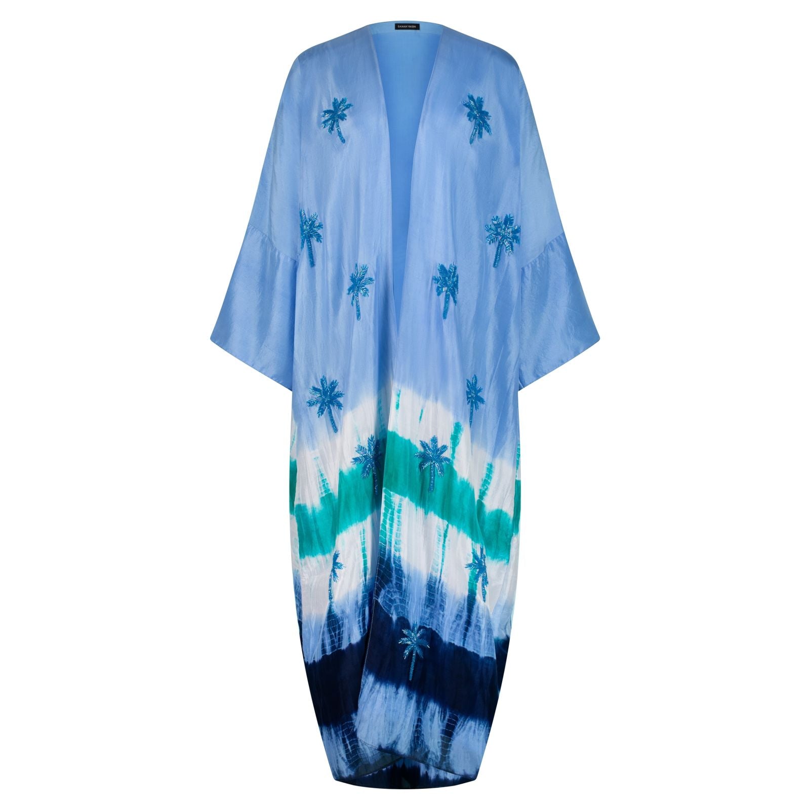 SEA BLUE TIE DYE  BLUE PALM TREES