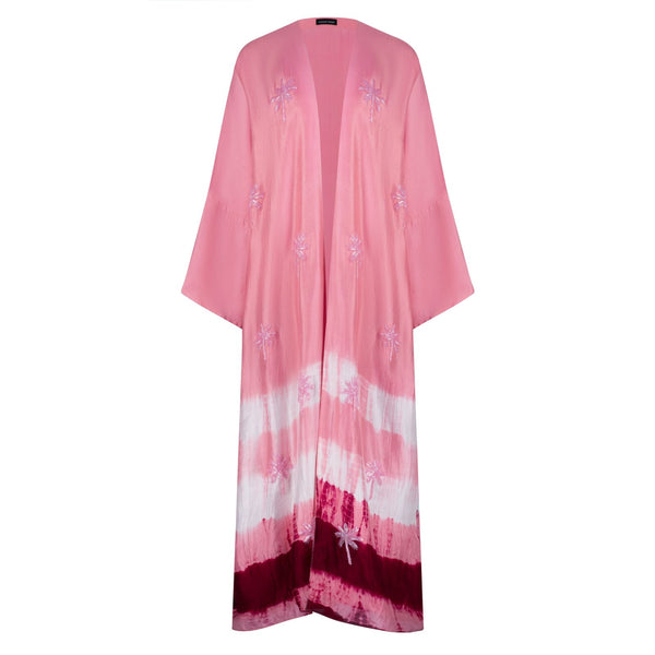 Pink and maroon tie dye abaya