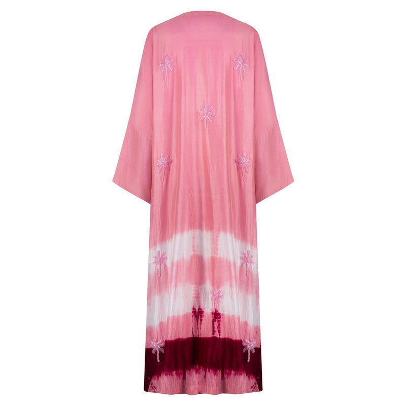 Pink and maroon tie dye abaya