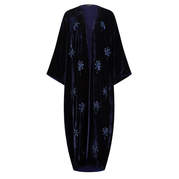 DARK BLUE VELVET ABAYA