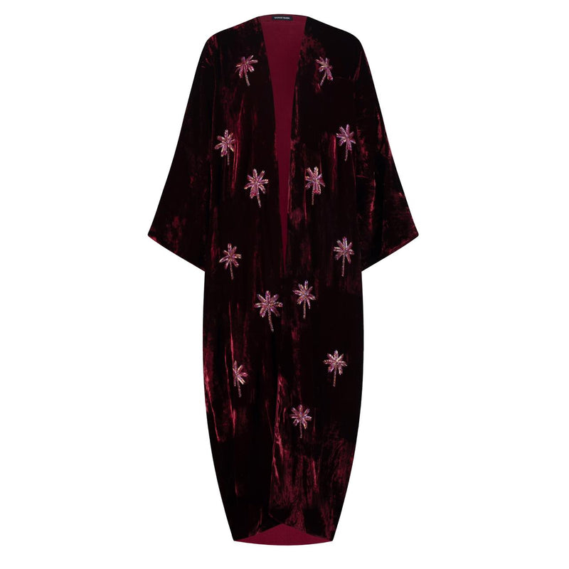 BURGUNDY VELVET ABAYA