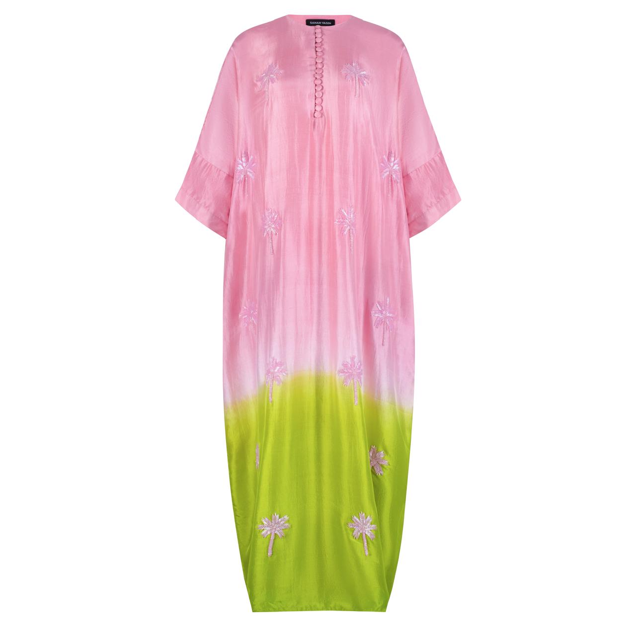 Pink ombré green kaftan