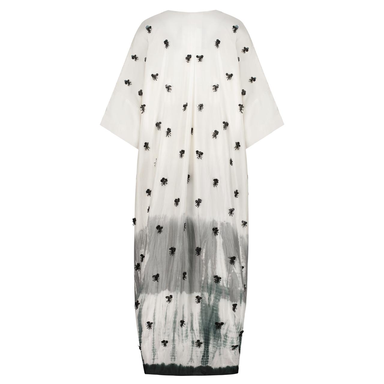 White and grey tie dye kaftan