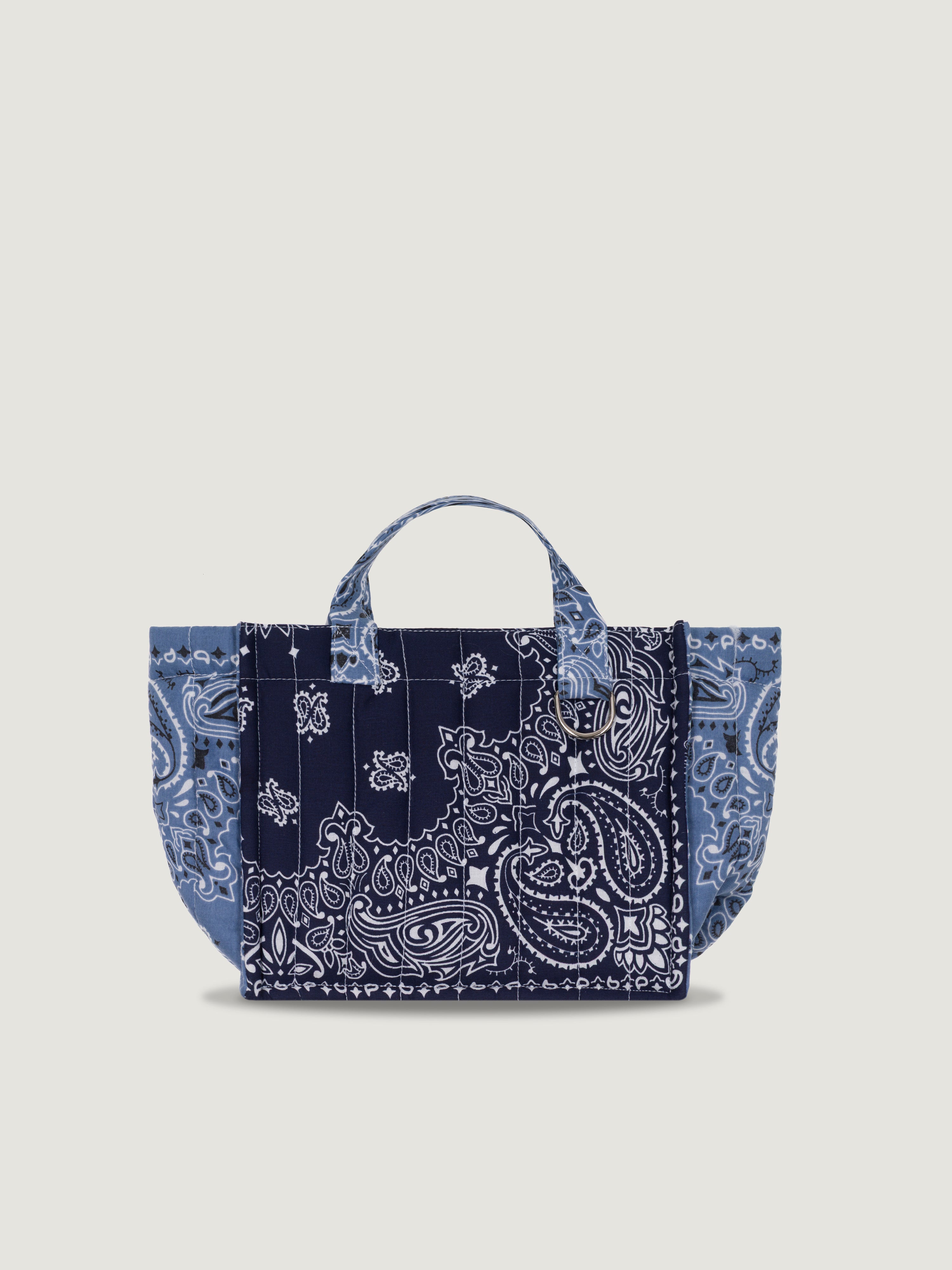 MINI QUILTED CABAS TOTE- HEART - NAVY/CHAMBRAY