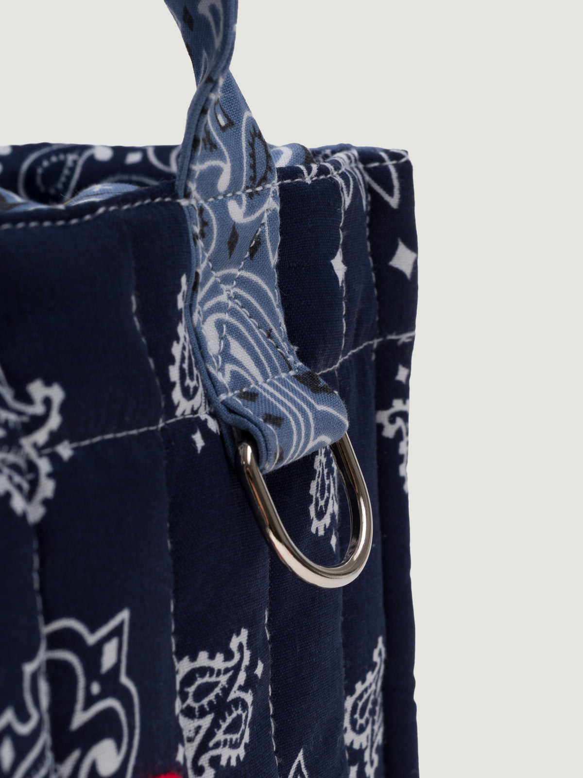 MINI QUILTED CABAS TOTE- HEART - NAVY/CHAMBRAY