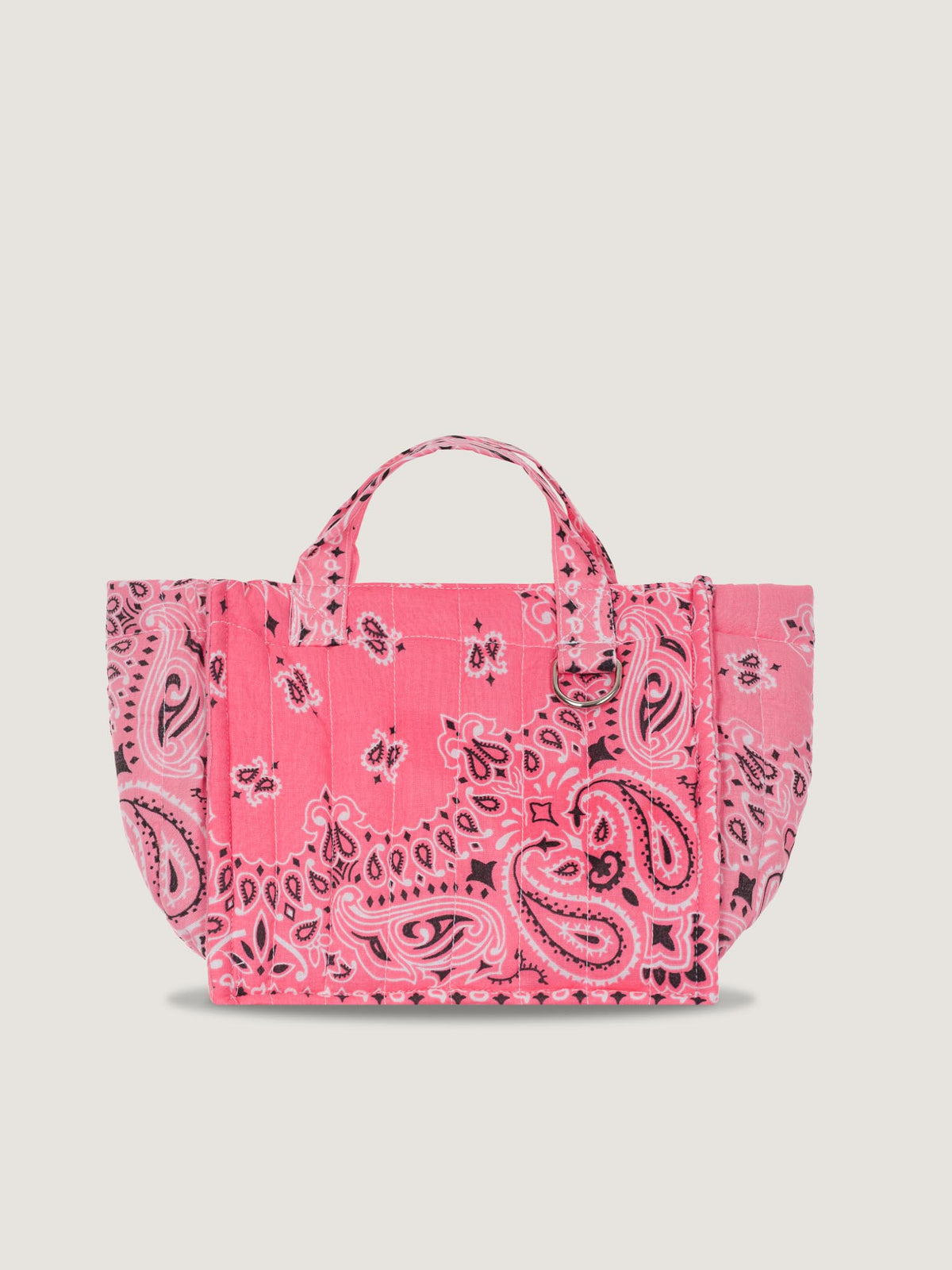 MINI QUILTED CABAS TOTE- HAPPY - STRAWBERRY/PALE PINK