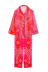 SILK PYJAMA- MULTI PINK