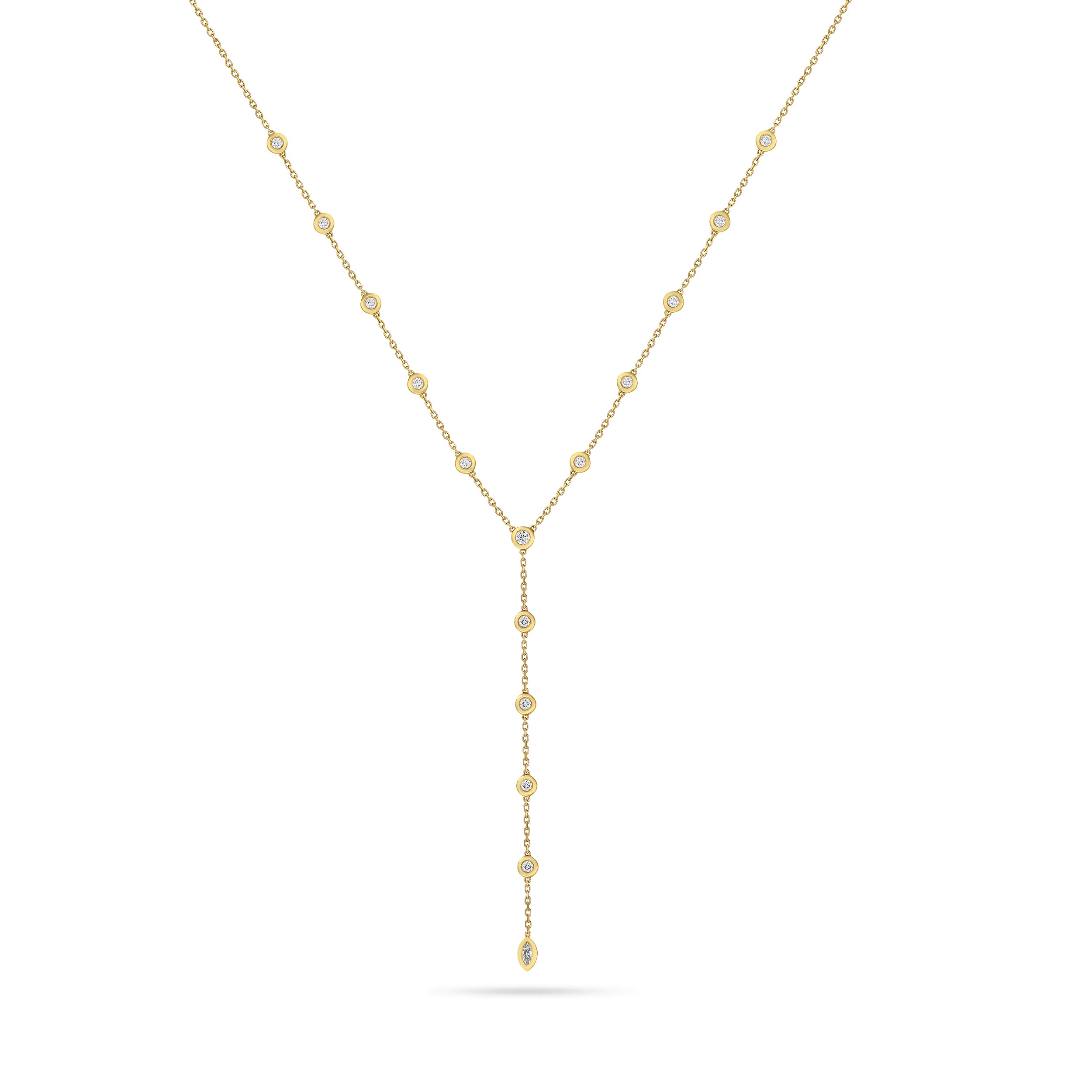 ROUND & MARQUISE DIAMONDS LARIAT NECKLACE